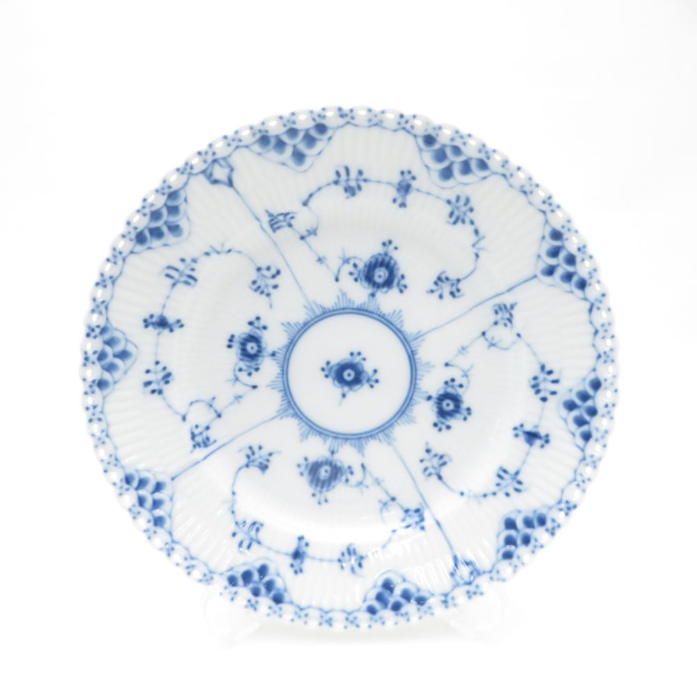 ROYAL ロイヤルコペンハーゲン ブルーフルーテッドフルレース 中皿 ペア 19 cmプレート ケーキ デンマーク製