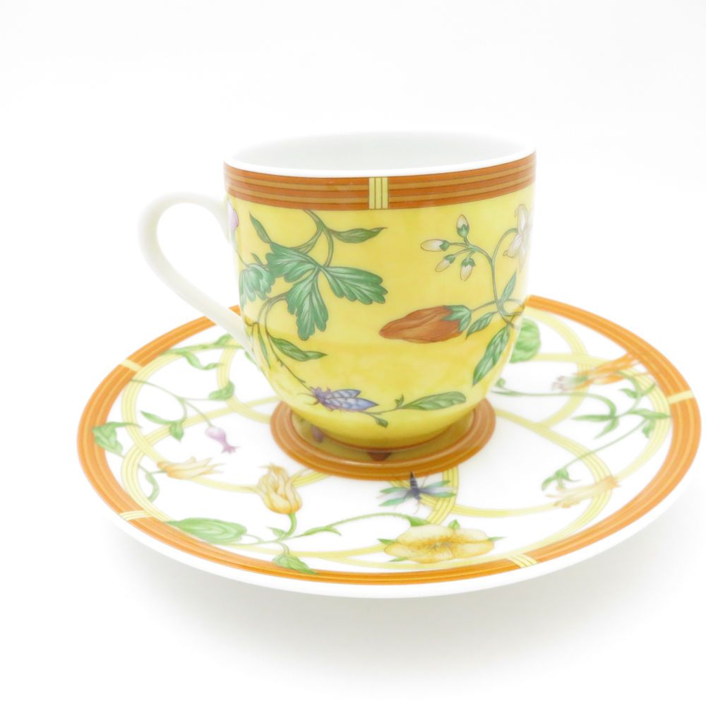 未使用 HERMES エルメス シエスタ デミタスカップ＆ソーサー フラワー