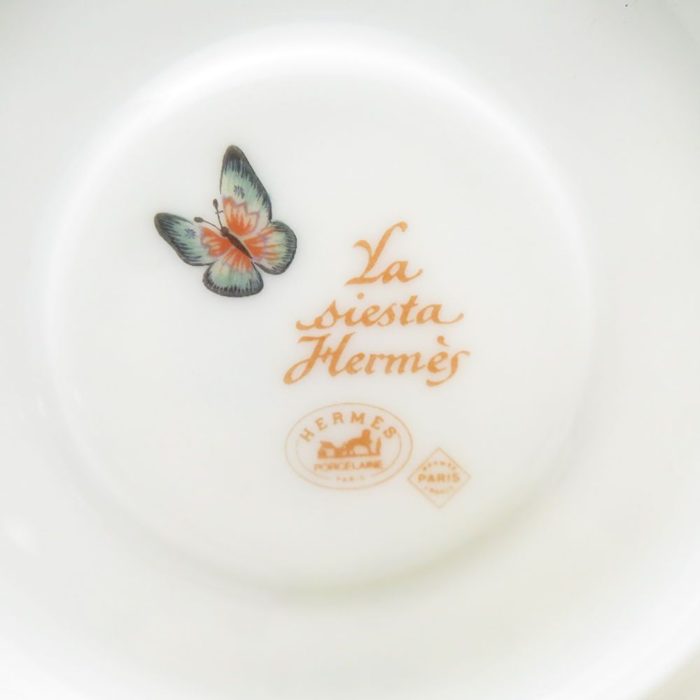  HERMES エルメス シエスタ デミタスカップ＆ソーサー フラワー 花 蝶 デミタスカップ コーヒー ティーカップ