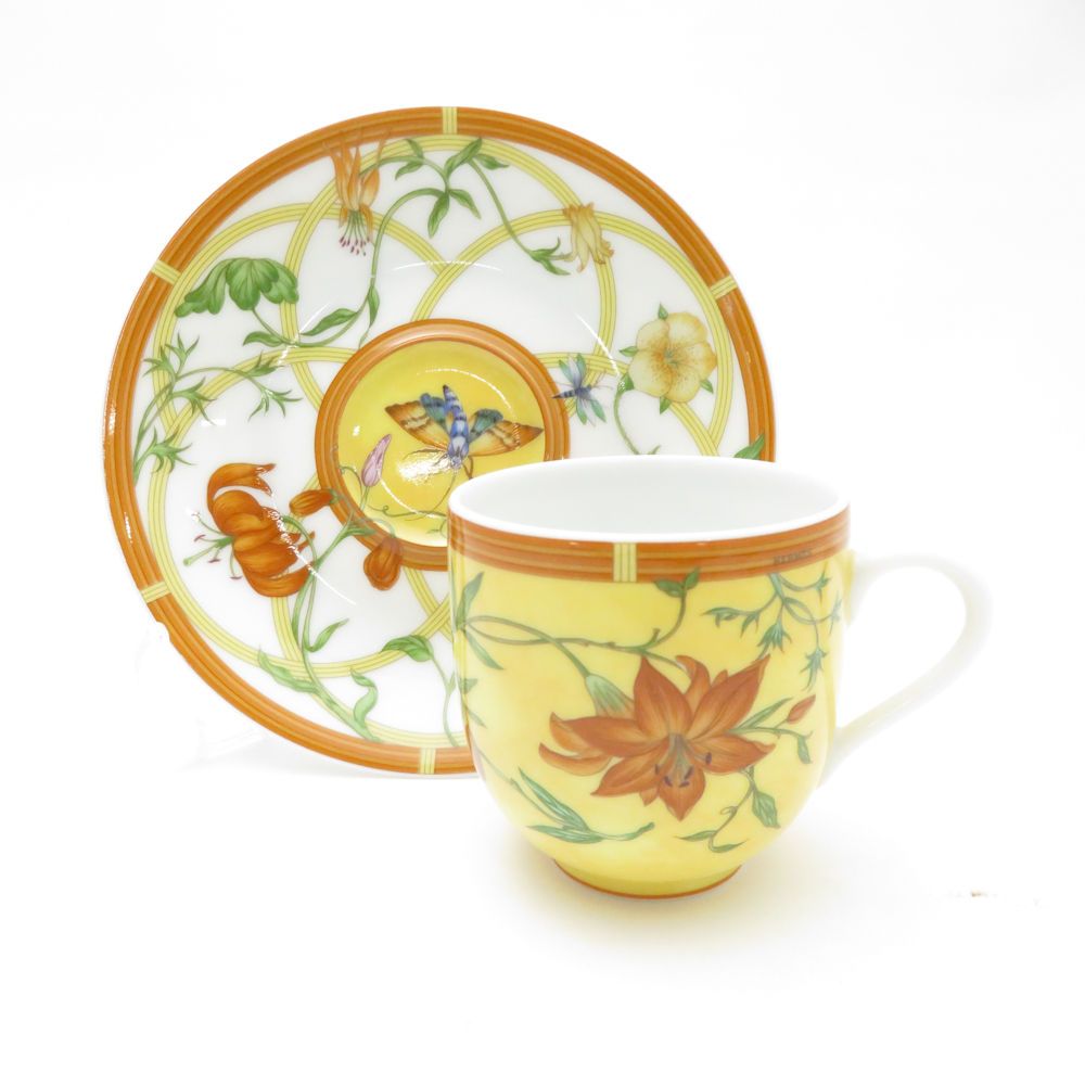 未使用 HERMES エルメス シエスタ デミタスカップ＆ソーサー フラワー