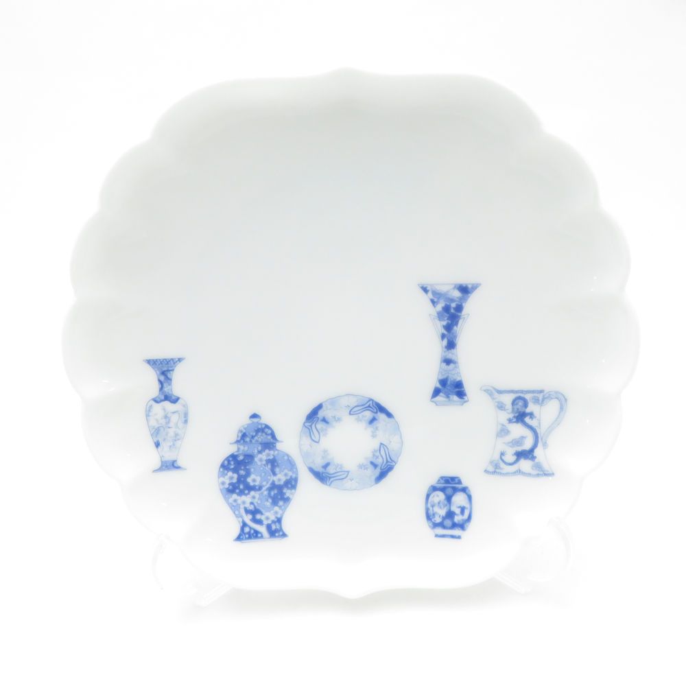 美品 Fukagawa Seiji 深川製磁 ブルーチャイナ サービス皿揃 5枚