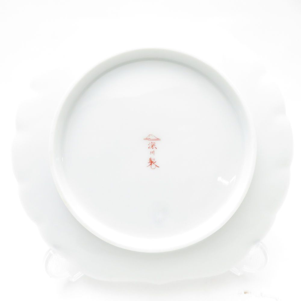 美品 Fukagawa Seiji 深川製磁 ブルーチャイナ サービス皿揃 5枚