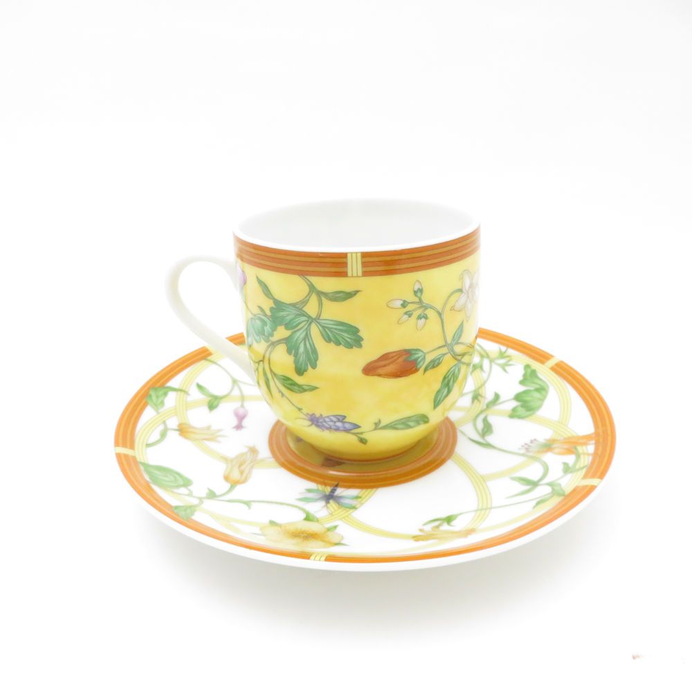 未使用 HERMES エルメス シエスタ デミタスカップ＆ソーサー フラワー