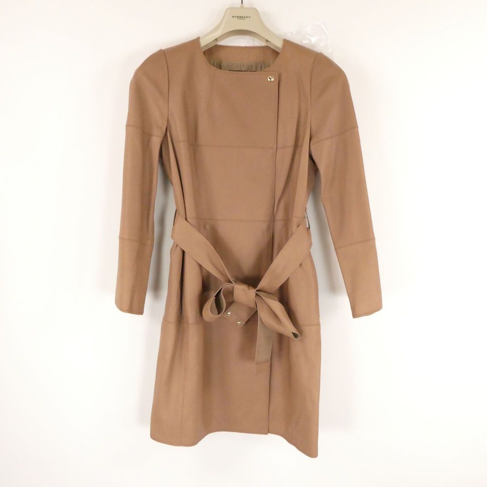 美品 EPOCA エポカ レザーコート 40 M 羊革 ノーカラー ラム