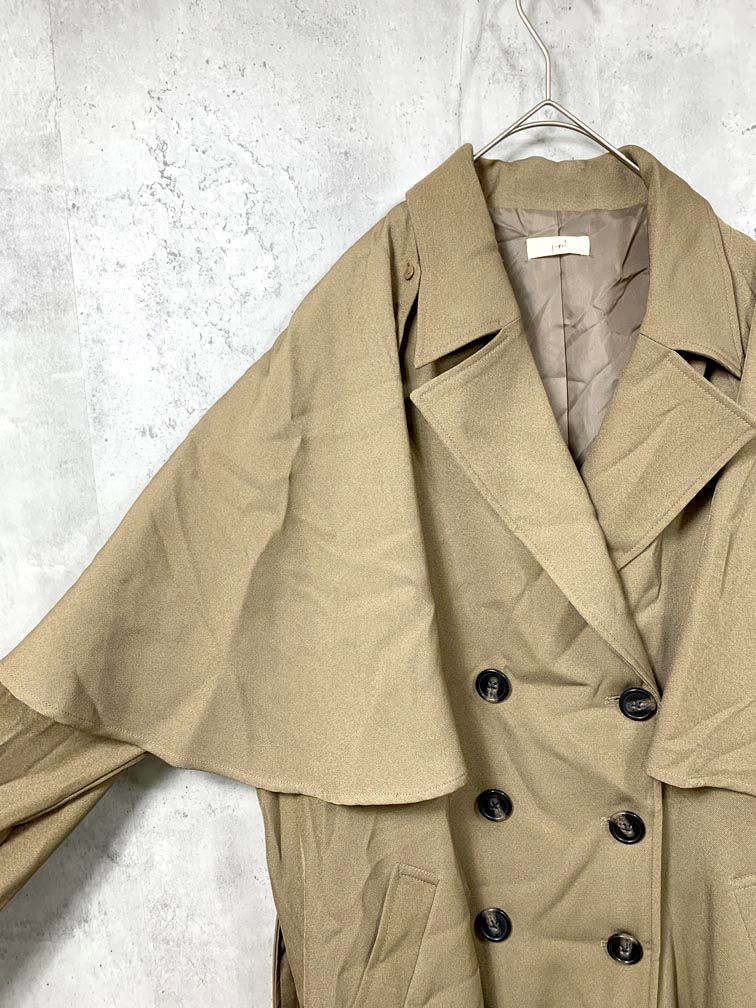 fupel フぺル EP327004BW 定価9900円 2WAYダブルケープ コート sizeM