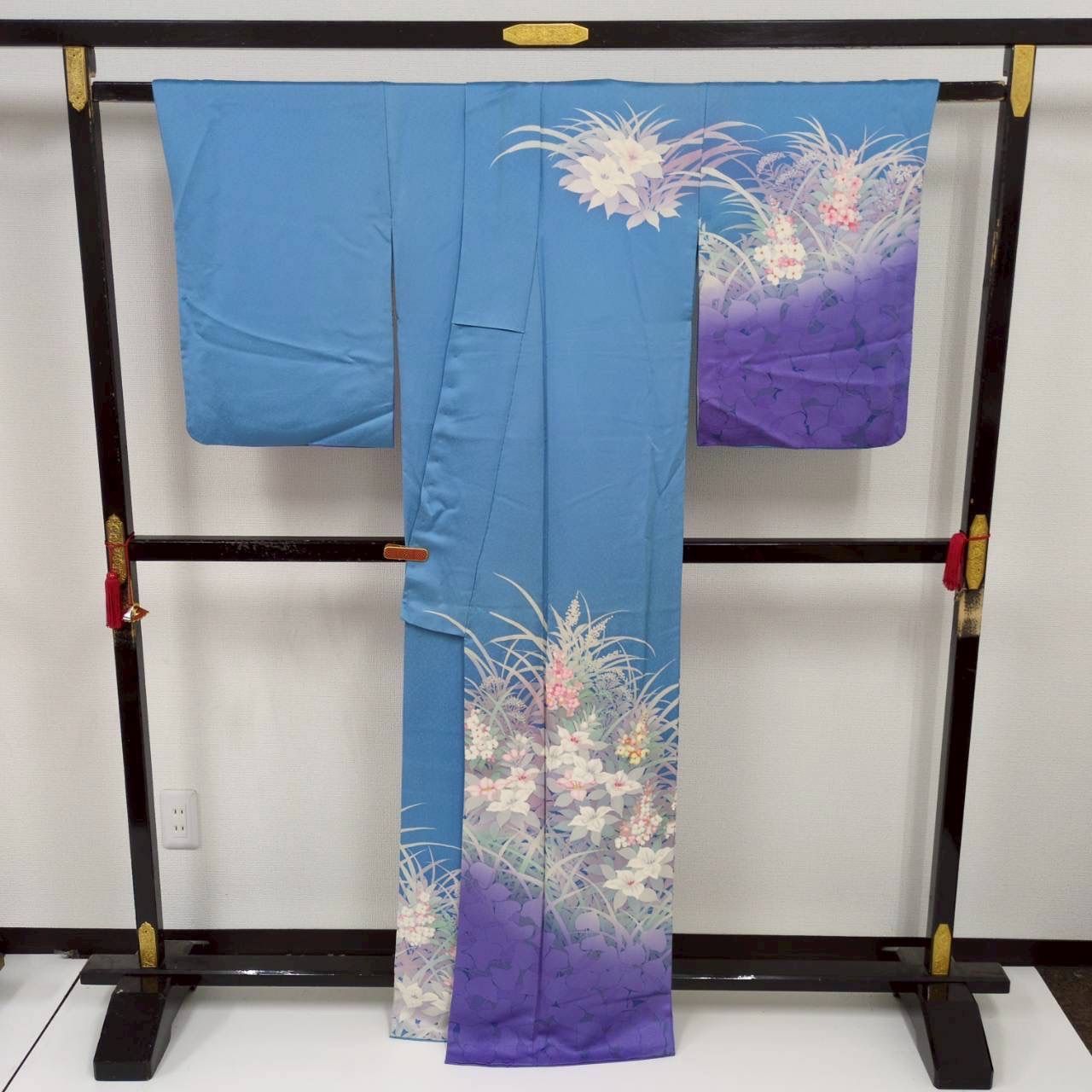 作家物 訪問着 正絹 裄67 華やかな花 紋なし 袷 着物MK-1730 - メルカリ