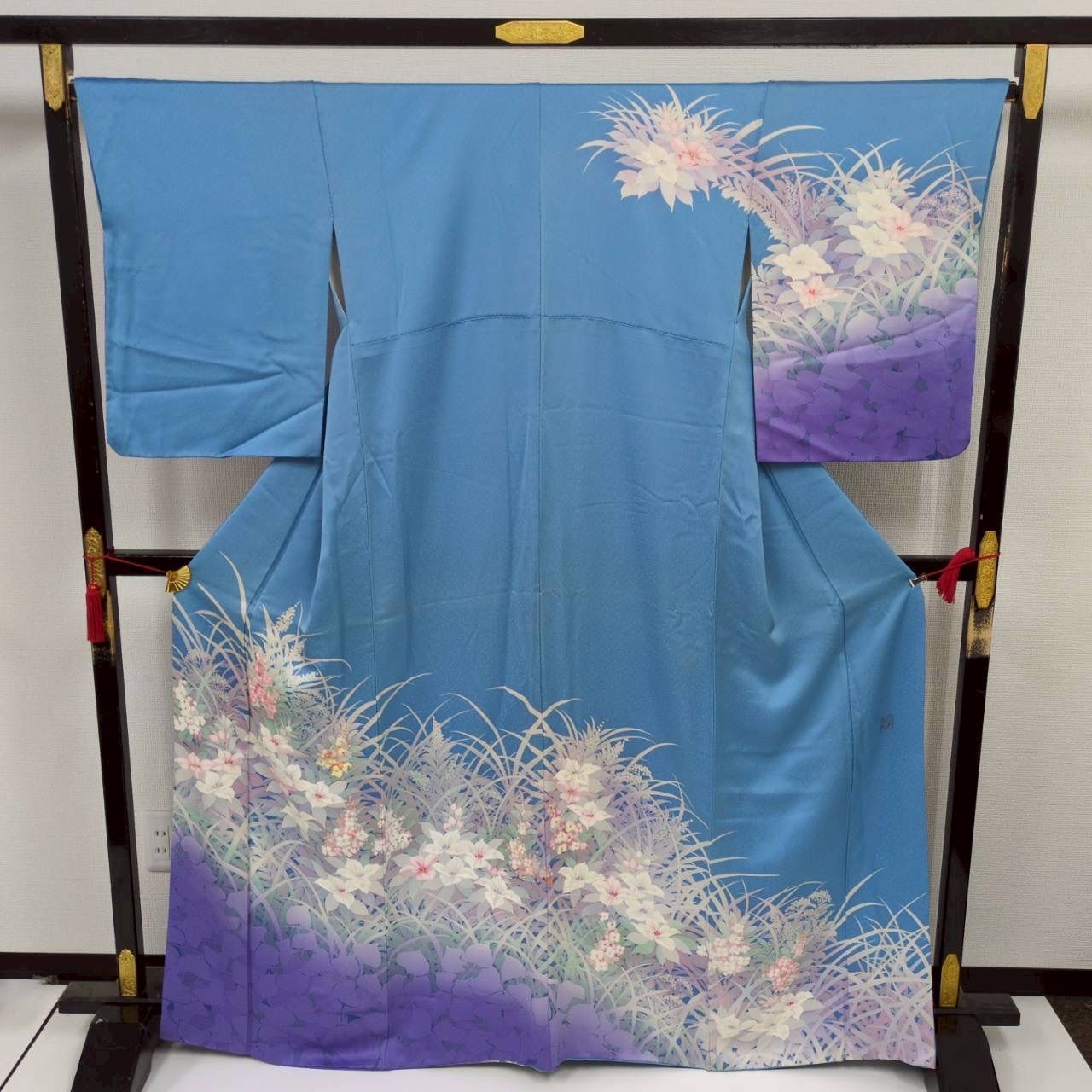 作家物 訪問着 正絹 裄67 華やかな花 紋なし 袷 着物MK-1730 - メルカリ