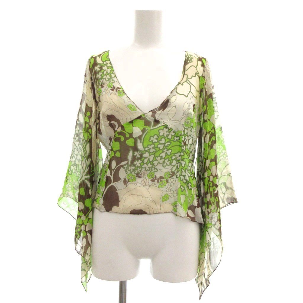 モスキーノジーンズ MOSCHINO JEANS 美品 シャツ ブラウス Vネック 絹