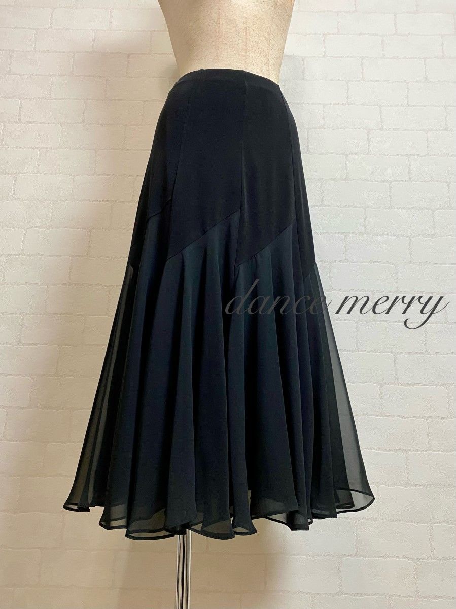 社交ダンス ミディアム丈 短め 黒 ワルツ レッスン 4597 クイック