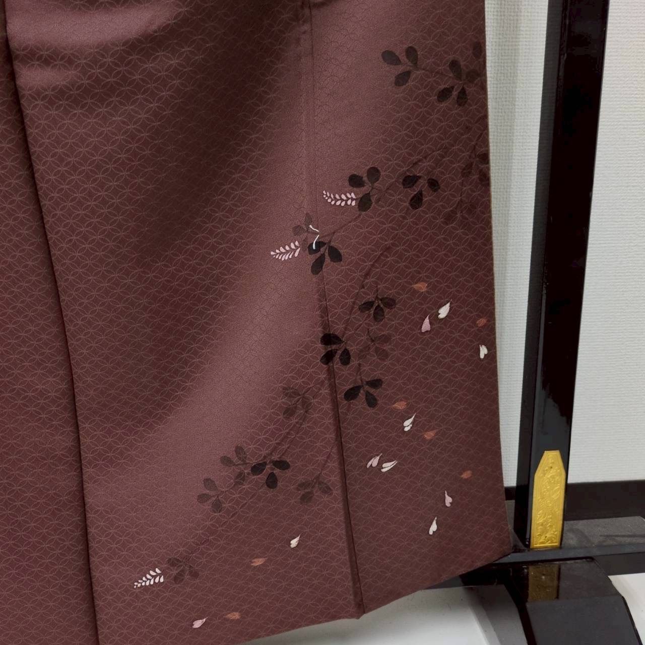 付け下げ 正絹 紋なし しつけ糸 七宝繋ぎ 美しい染めの花 袷 着物 MK