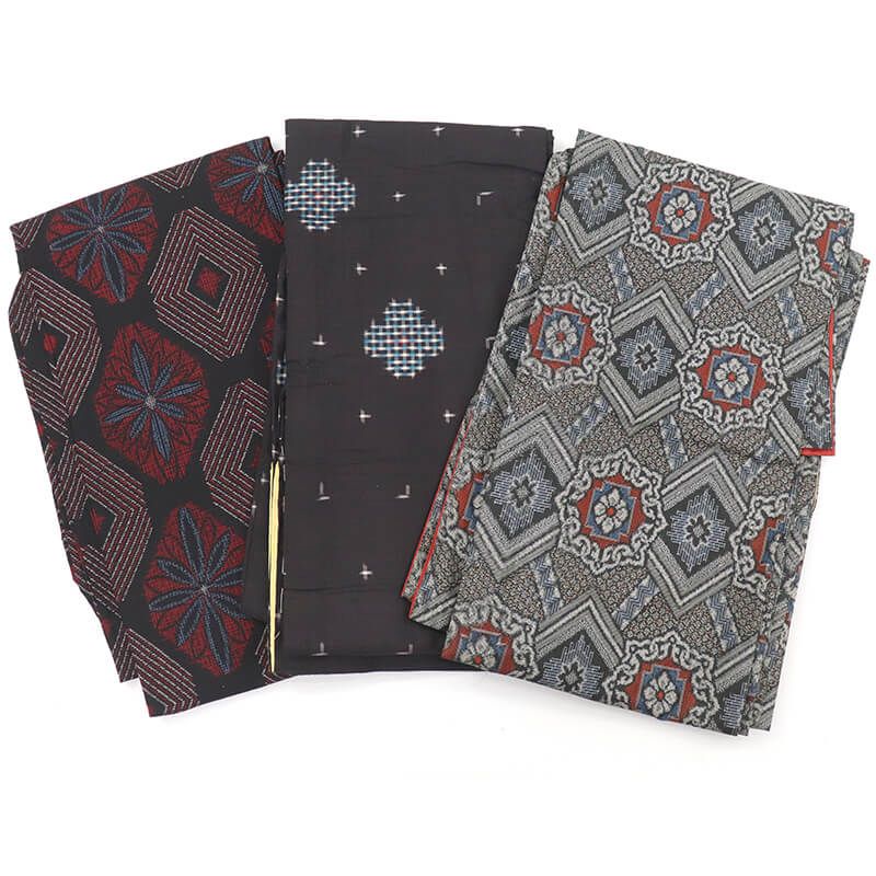 訳あり 着物 素材セット紬 御召風着物 3枚セット 手芸 リメイク用