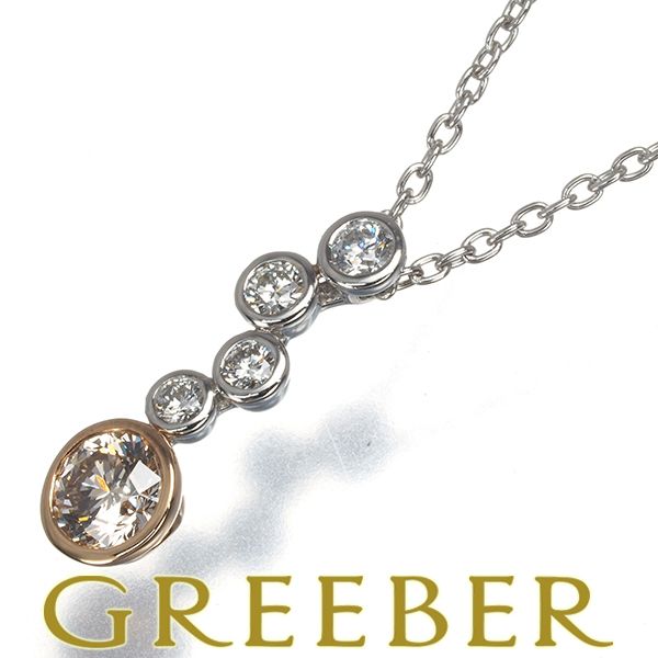 カシケイ ネックレス ダイヤ ダイヤモンド 0.25ct/0.12ct ベゼル K18PG