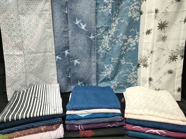 平和屋本店□夏物 小紋 絽 紗 洗える着物 まとめて20点 鶴 蜻蛉 花柄