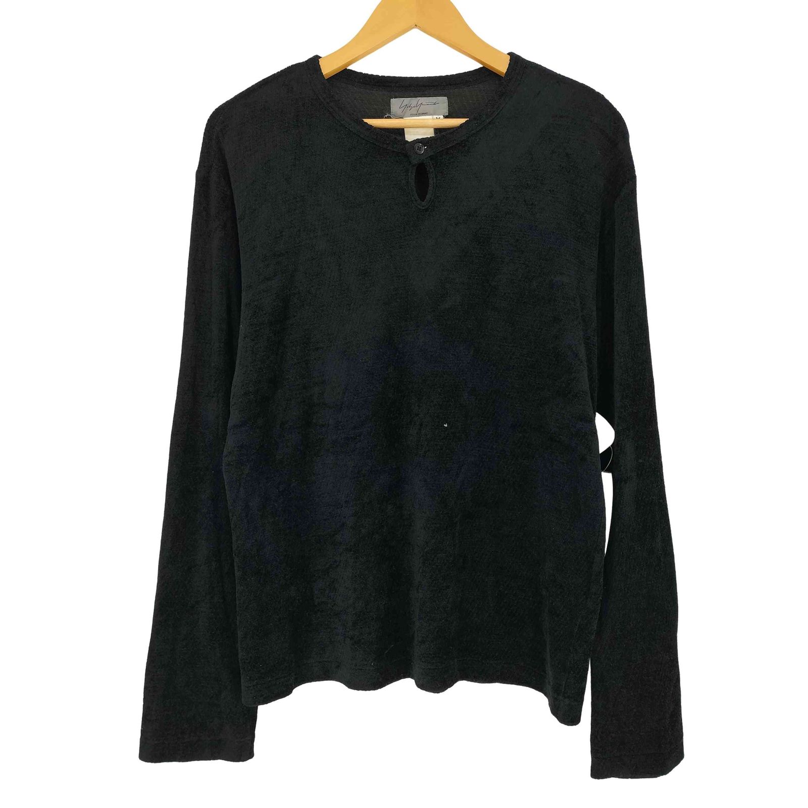 ヨウジヤマモトプールオム Yohji Yamamoto POUR HOMME 90 S 織り ヘンリーネック ベロア カットソー メンズ JPN M