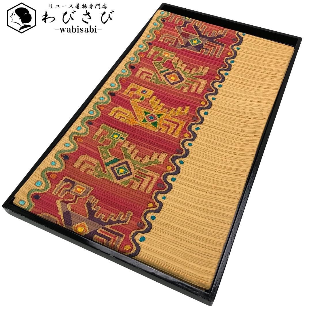 袋帯 抽象柄 ふくれ織 金彩 卵黄色 O-5756 - メルカリ