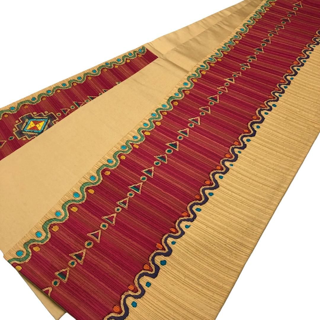 袋帯 抽象柄 ふくれ織 金彩 卵黄色 O-5756 - メルカリ