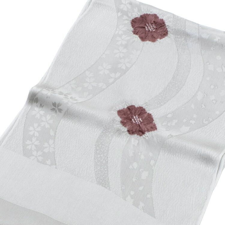 帯揚げ 正絹 京鹿の小紋 グレー 灰色 帯あげ 帯上げ 小紋 訪問着 紬 和装小物 obiage-00009