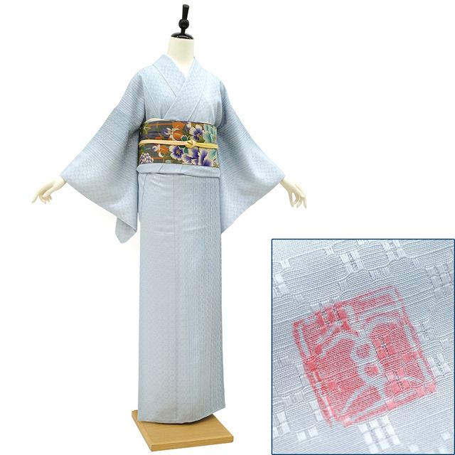 なごみや 反物 浴衣地 日本製 竺仙 奥州小紋 5508向日葵 12m 青 江戸