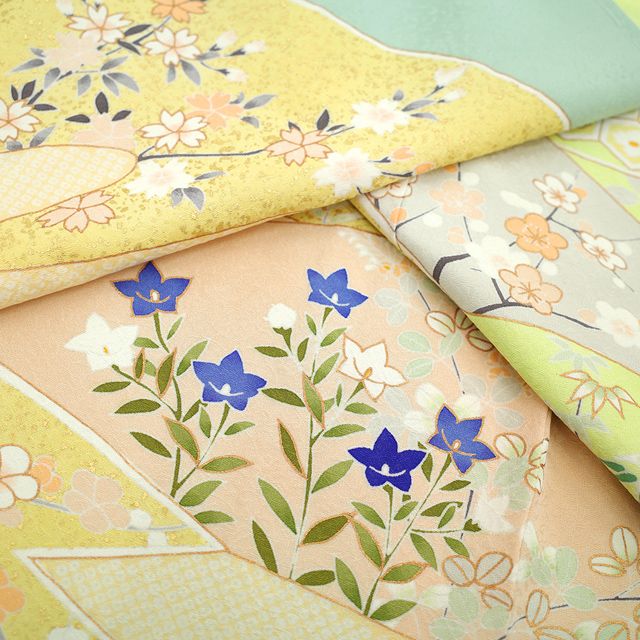 新古品】 訪問着 着物 未使用 正絹 袷 金駒刺繍 金彩加工 ミント