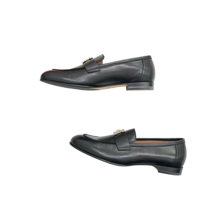  HERMES エルメス モカシン パリ Hモチーフ ブラック パラディウム 36.5 ローファー 革靴 靴
