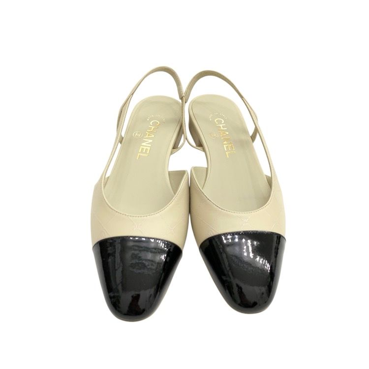CHANEL シャネル 24 K スリングバック シューズ アイボリー ブラック 36.5 C