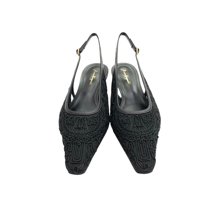 Mame Kurogouchi マメクロゴウチ Cording Embroidery Sling Back Heels