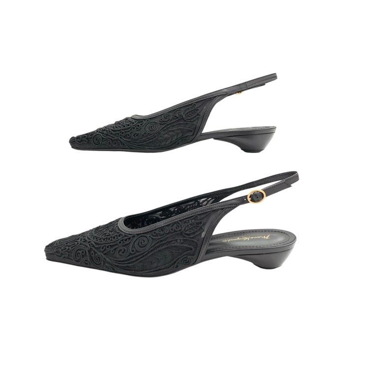 Mame Kurogouchi マメクロゴウチ Cording Embroidery Sling Back Heels