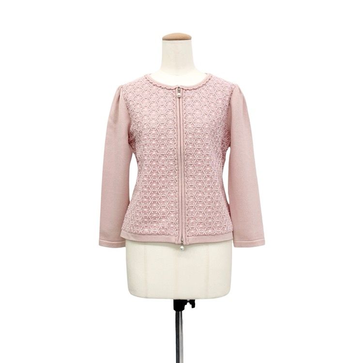 Rene ルネ レースコンビニットジップ カーディガン パールスライダー