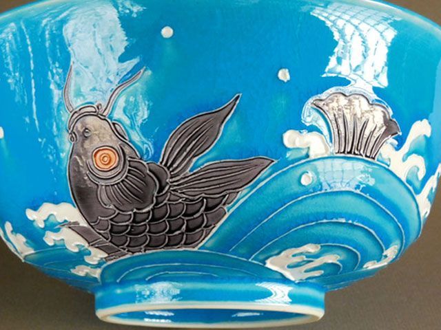 淡海ぜぜ 陽炎園 交趾写 荒磯 菓子鉢 - メルカリ