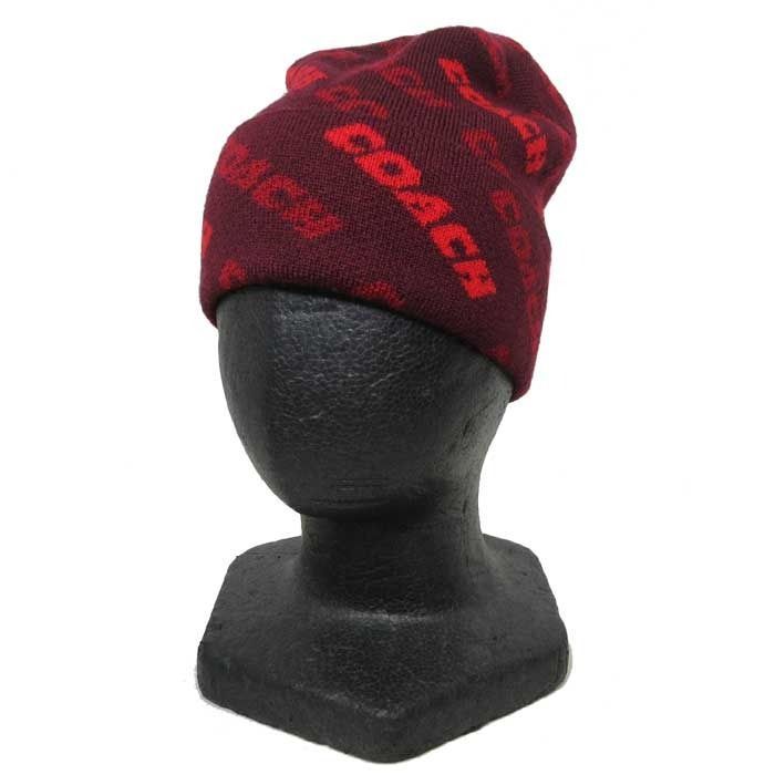 コーチ ニット 帽子 COACH TEXT KNIT BEANIE ウール ビーニー ニット帽 CK 711 アウトレット レディース メンズ