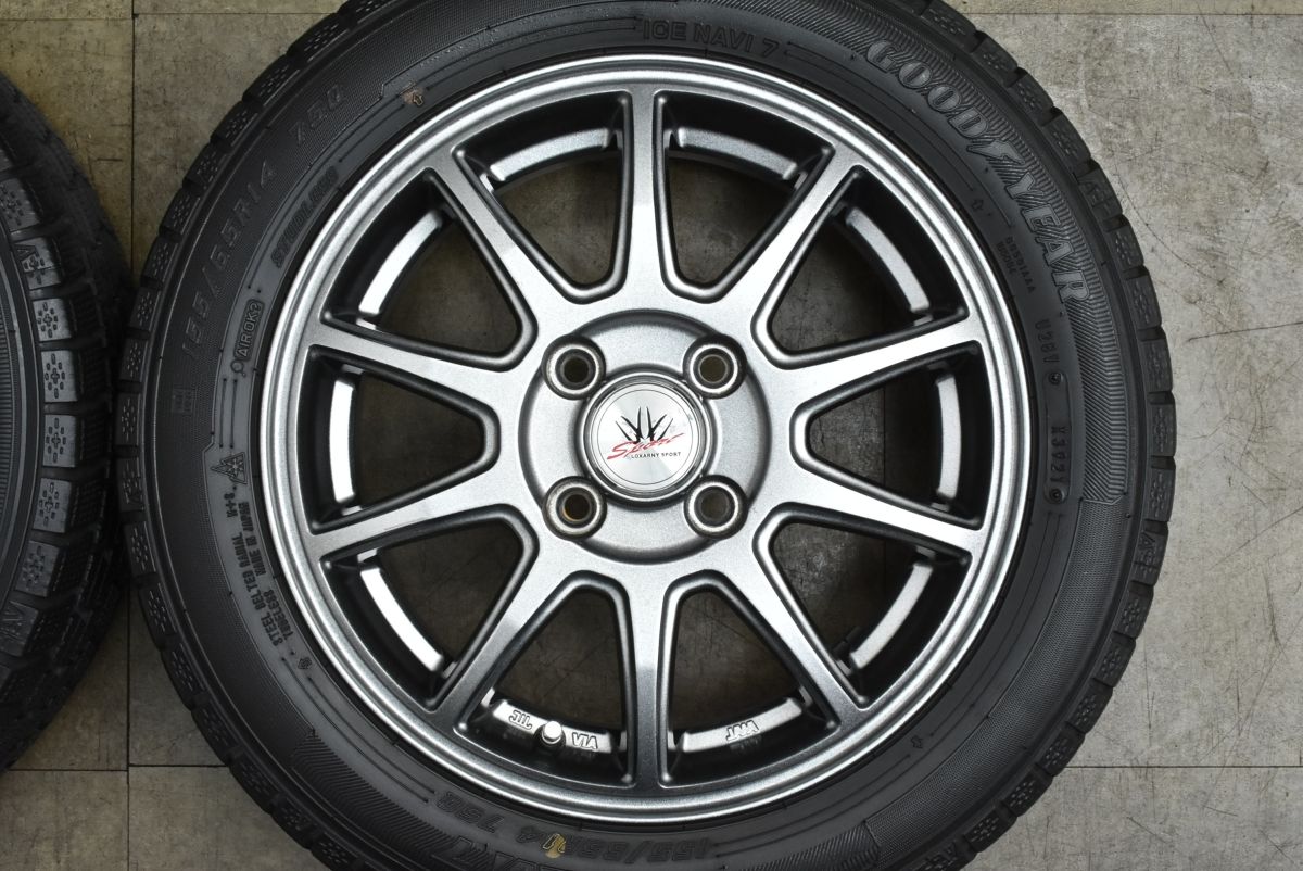  バリ溝 ロクサーニスポーツ 14 in 4 5 J 45 PCD 100 グッドイヤー アイスナビ7 155 65 R N BOX ONE ワゴンR アルト タント ムーブ 14インチ タイヤ ホイールセット