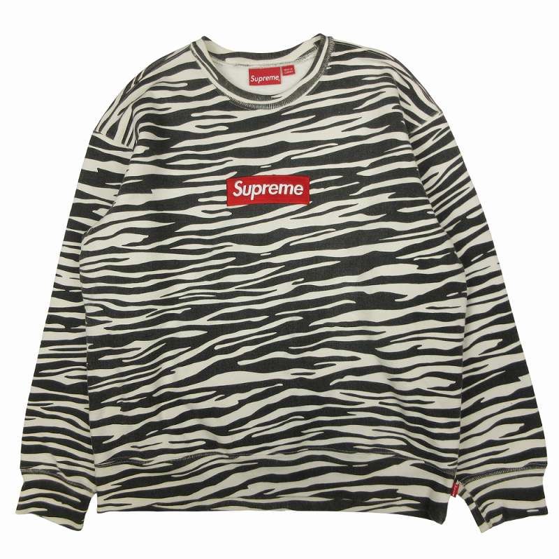 美品 22AW シュプリーム SUPREME Box Logo Crewneck Zebra ボックス