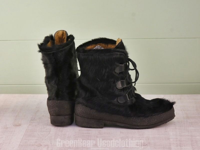 E 188 イタリア製 filon エスキモーブーツ ビンテージ 黒 レディース 24 cmくらい