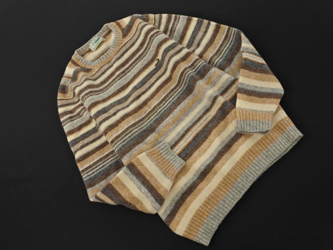 CROCODILE クロコダイル ウール100% ロゴ 刺繍 ボーダー ニット