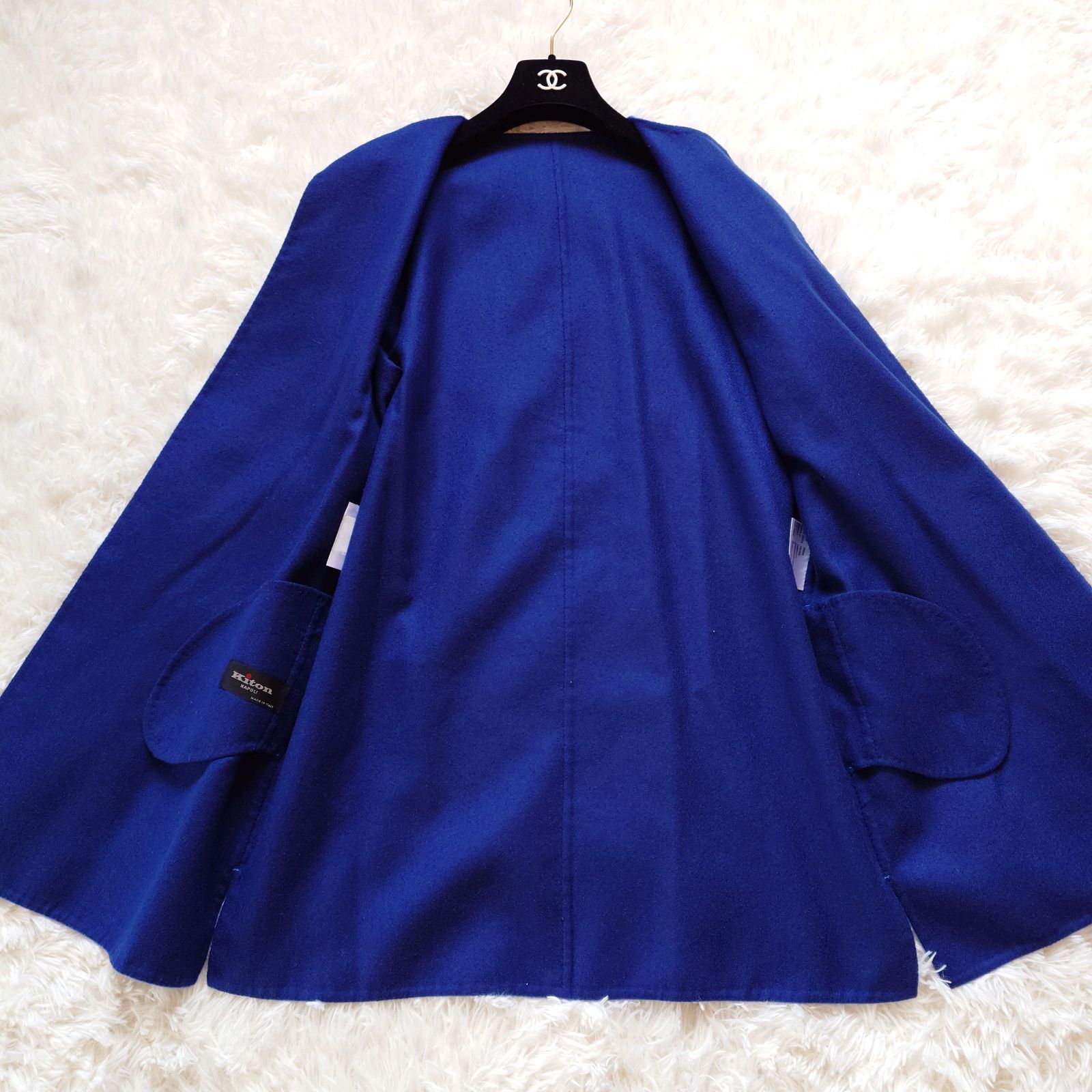 Kiton キートン カシミヤ シルク 絹 ノーカラーコート ロングコート