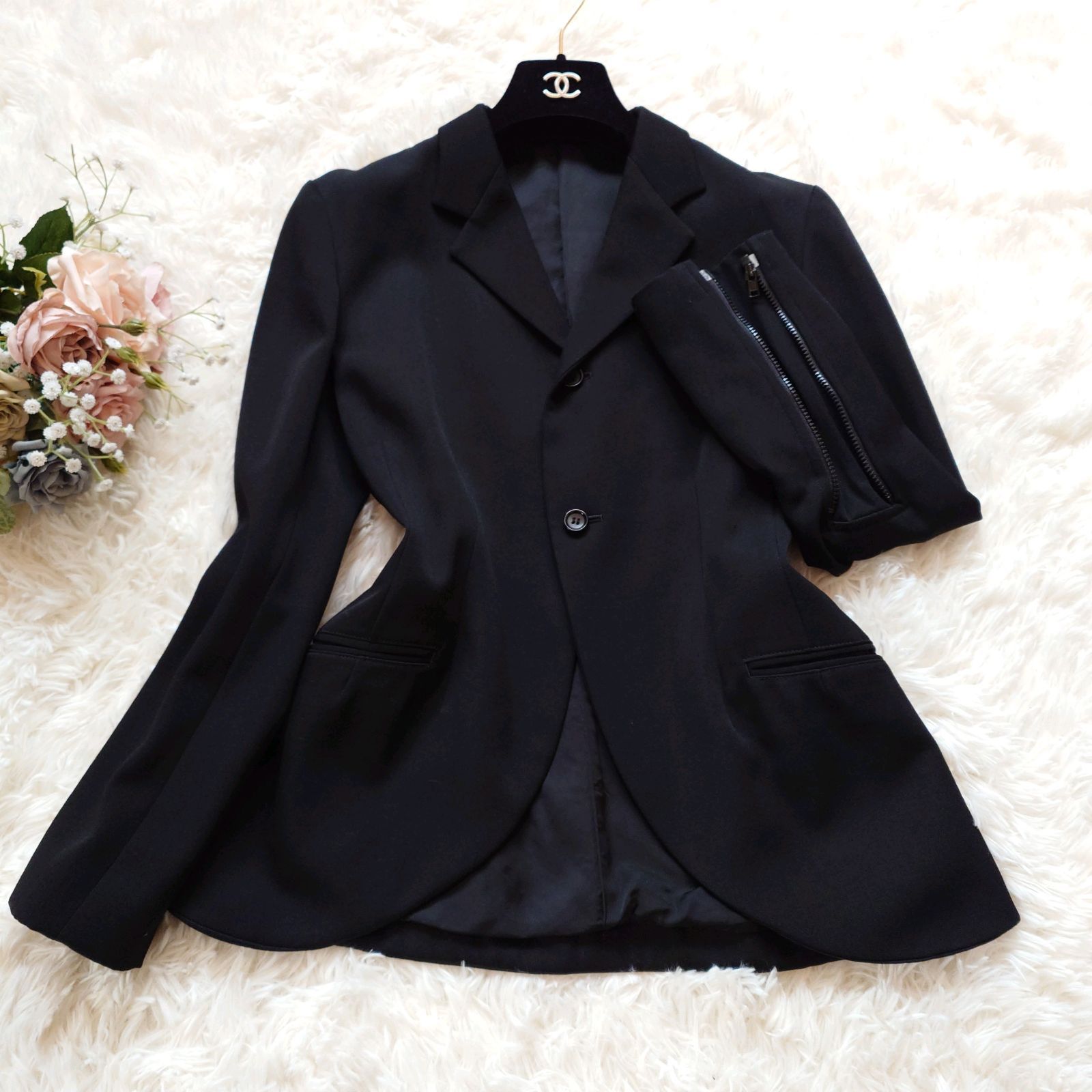 6076 超希少✨ ワイズ Y's ヨウジヤマモト テーラードジャケット ウール 希少 Y's ワイズ ヨウジヤマモト 袖ジップ ファスナー テーラード