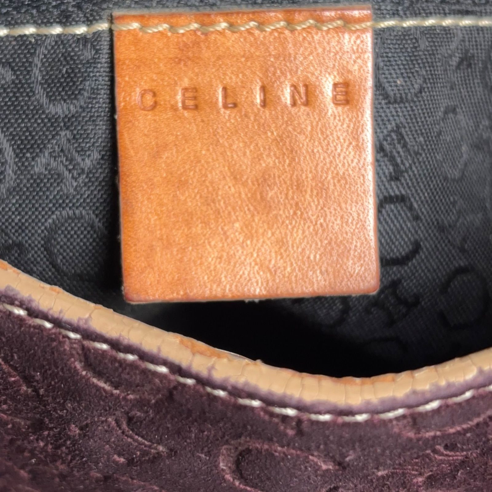 CELINE セリーヌ スエードレザー ワンショルダーバッグ ボルドー 紫