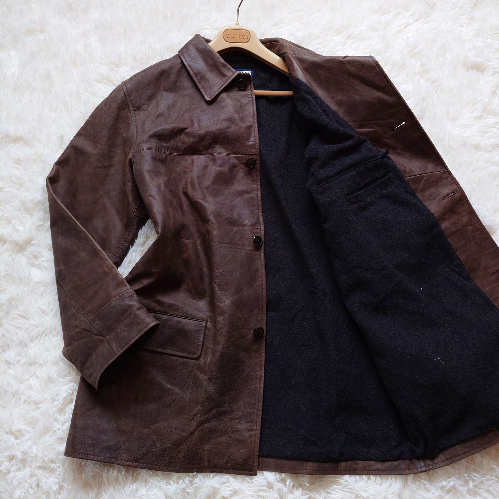 LANDS END ランズエンド レザージャケット カーコート 本革 リアル