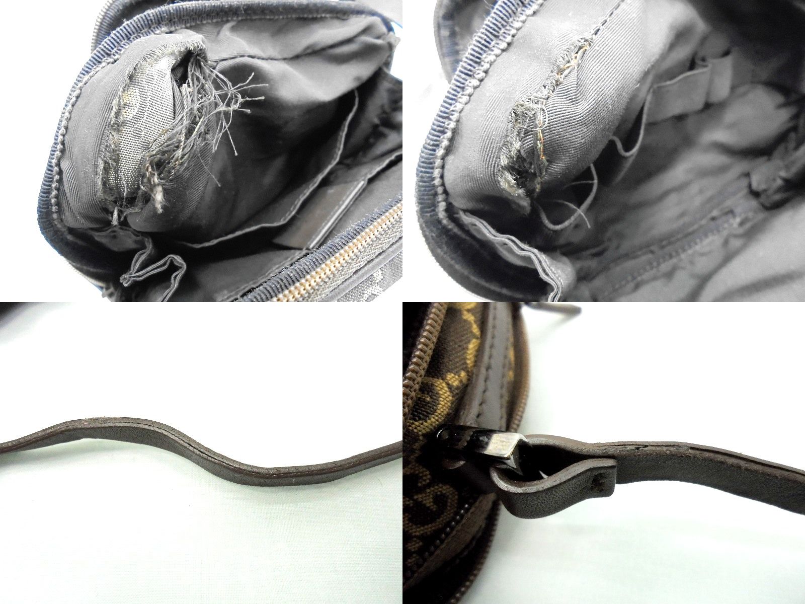 s25g-a795x【中古】GUCCI ｸﾞｯﾁ GG柄 ﾊﾞﾆﾃｨﾊﾞｯｸﾞ ﾒｲｸﾎﾟｰﾁ ﾌﾞﾗｳﾝ 039