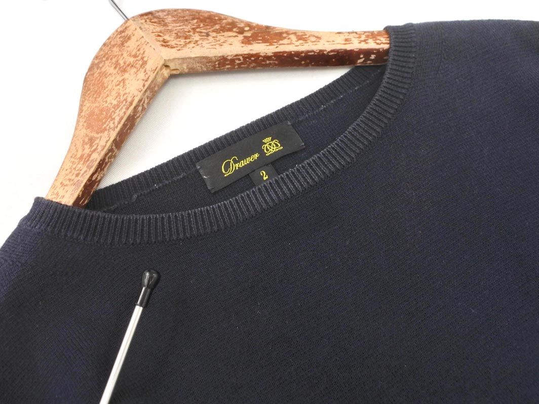 Drawer ドゥロワー ショートスリーブ ニット セーター size2/紺