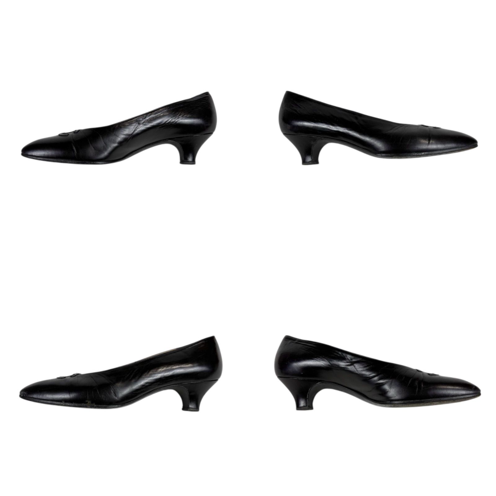 美品　CHANEL ブラック ヒールパンプス　ココマーク　レザー　23.5㎝ CHANEL シャネル パンプス G28557 レディース38ハーフ ブラック レザー