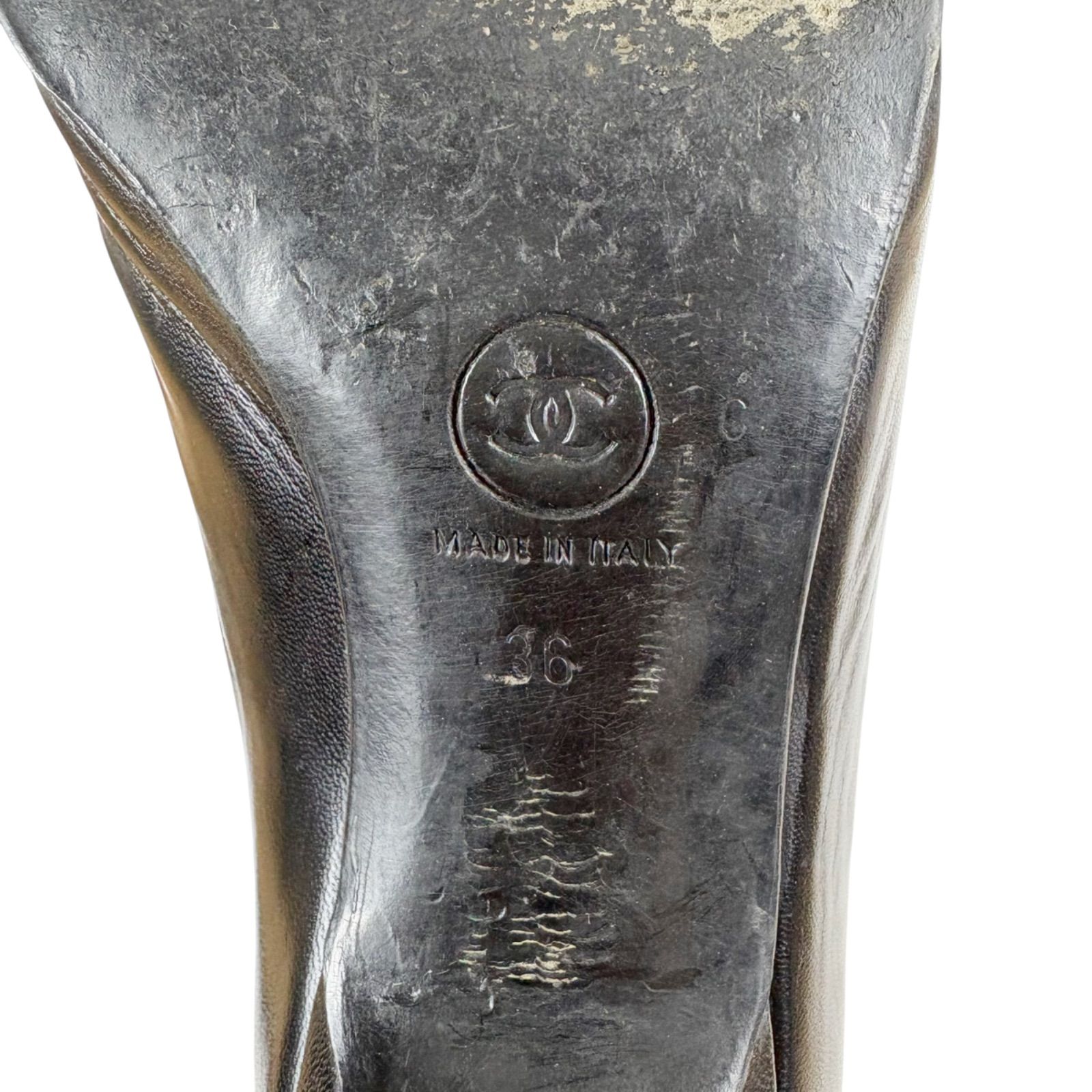 シャネル CHANEL ココマーク ローヒール パンプス ブラック 黒 36