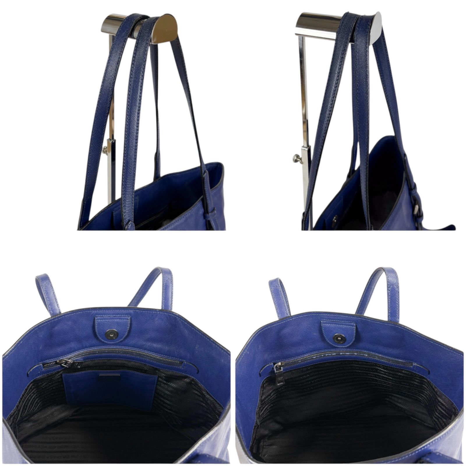 プラダ PRADA トライアングルロゴ トートバッグ ネイビー 紺色