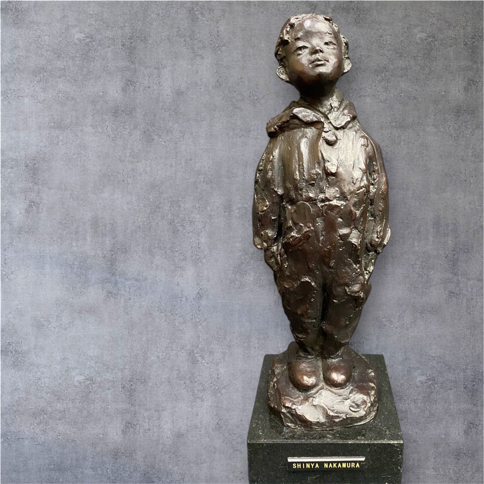 文化勲章 中村晋也 作 おりこうちゃん ブロンズ像 少年像