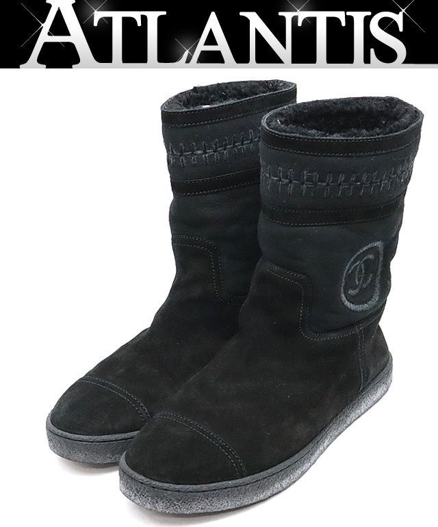 シャネル CHANEL ココマーク ムートンブーツ スウェード size 38 1 2 17751