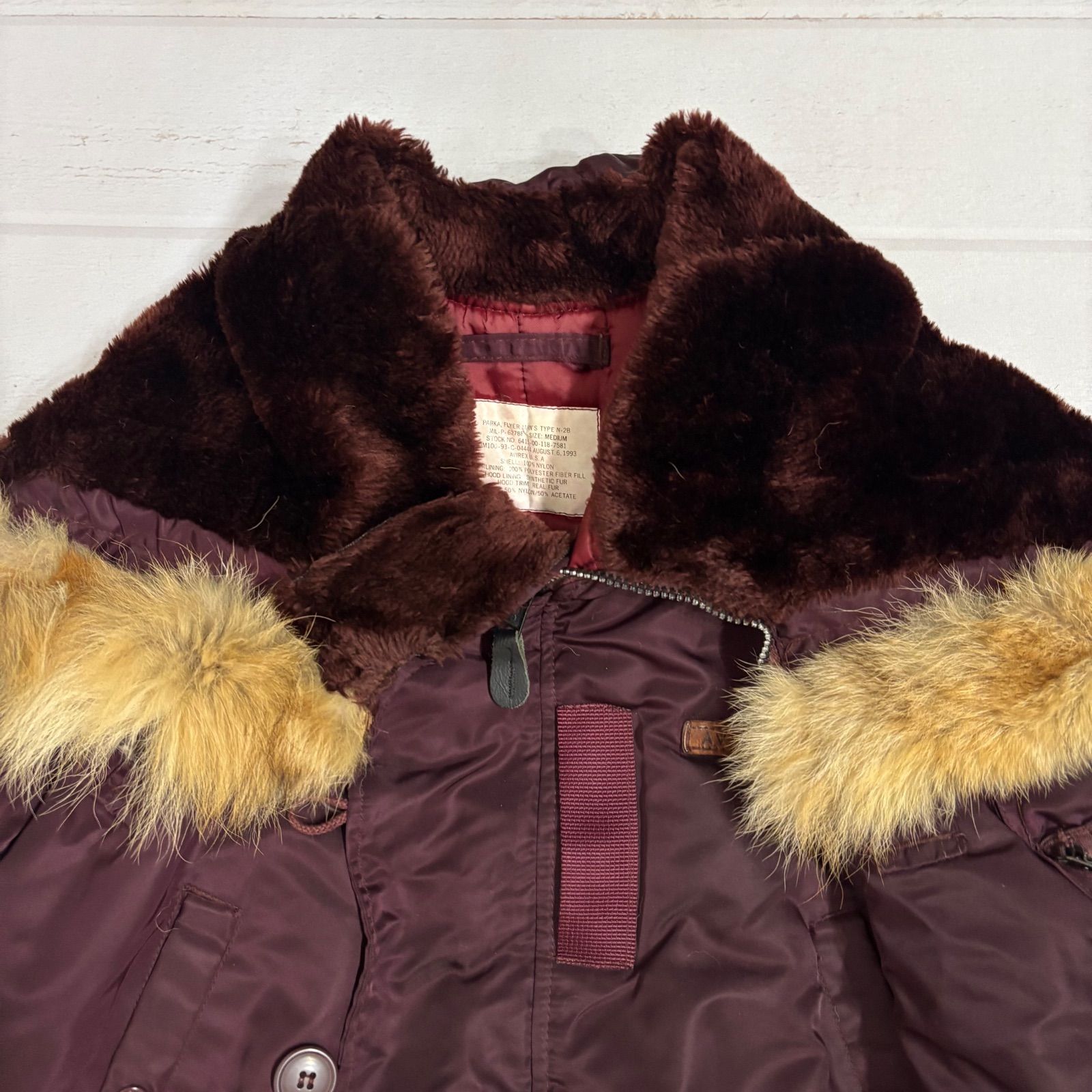 avirex N-2B flight jacket fur Burgundy N-2B フライトジャケット