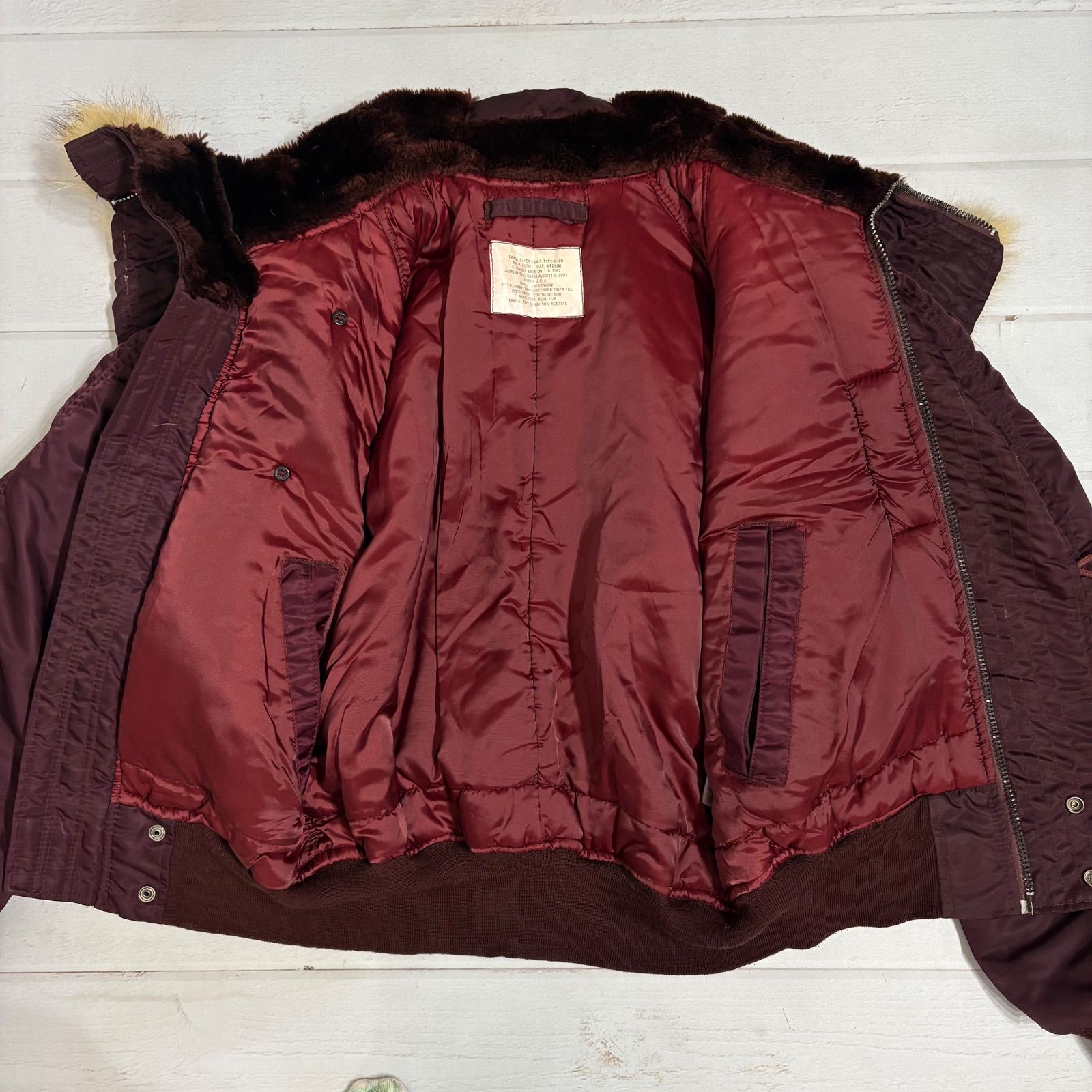 avirex N-2B flight jacket fur Burgundy N-2B フライトジャケット