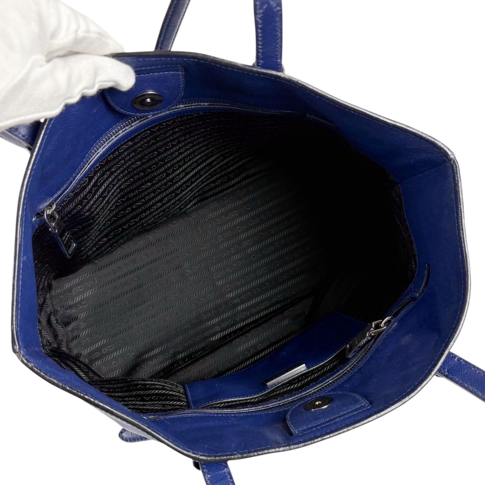 プラダ PRADA トライアングルロゴ トートバッグ ネイビー 紺色