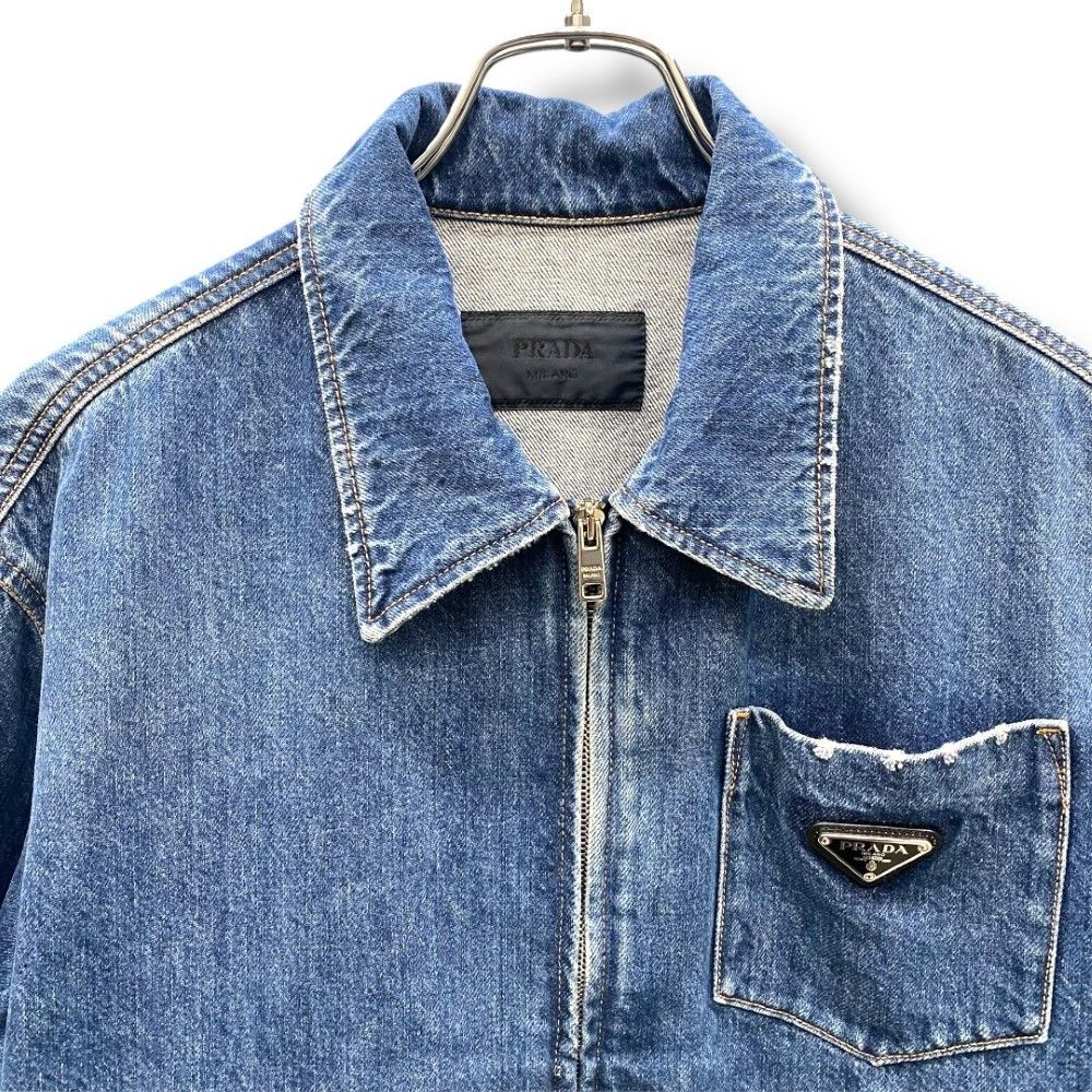 PRADA 2021 三角ロゴプレート ジップアップ デニムジャケット Sサイズ