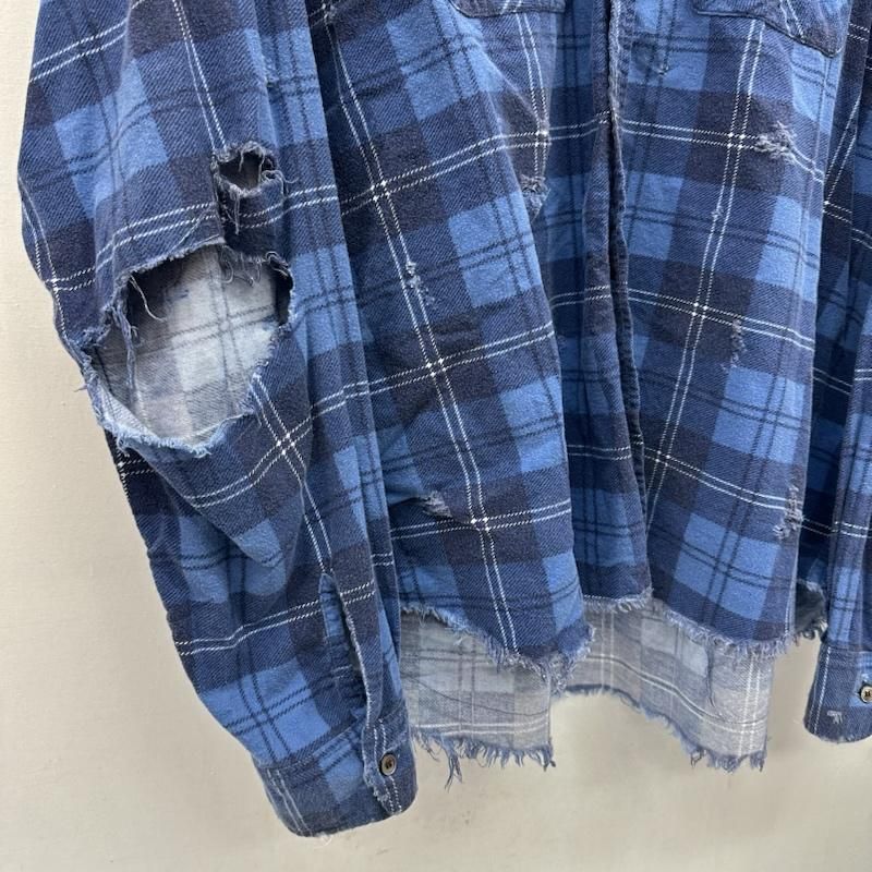 アンユーズド 19AW damage check nel shirt ダメージ 加工 チェック